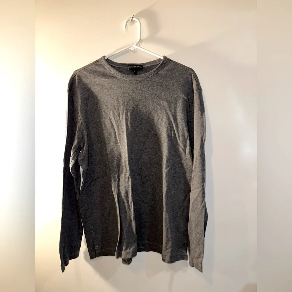 Banana Republic Luxury Touch Performance Gray Long Sleeve T-Shirt - Tall XL